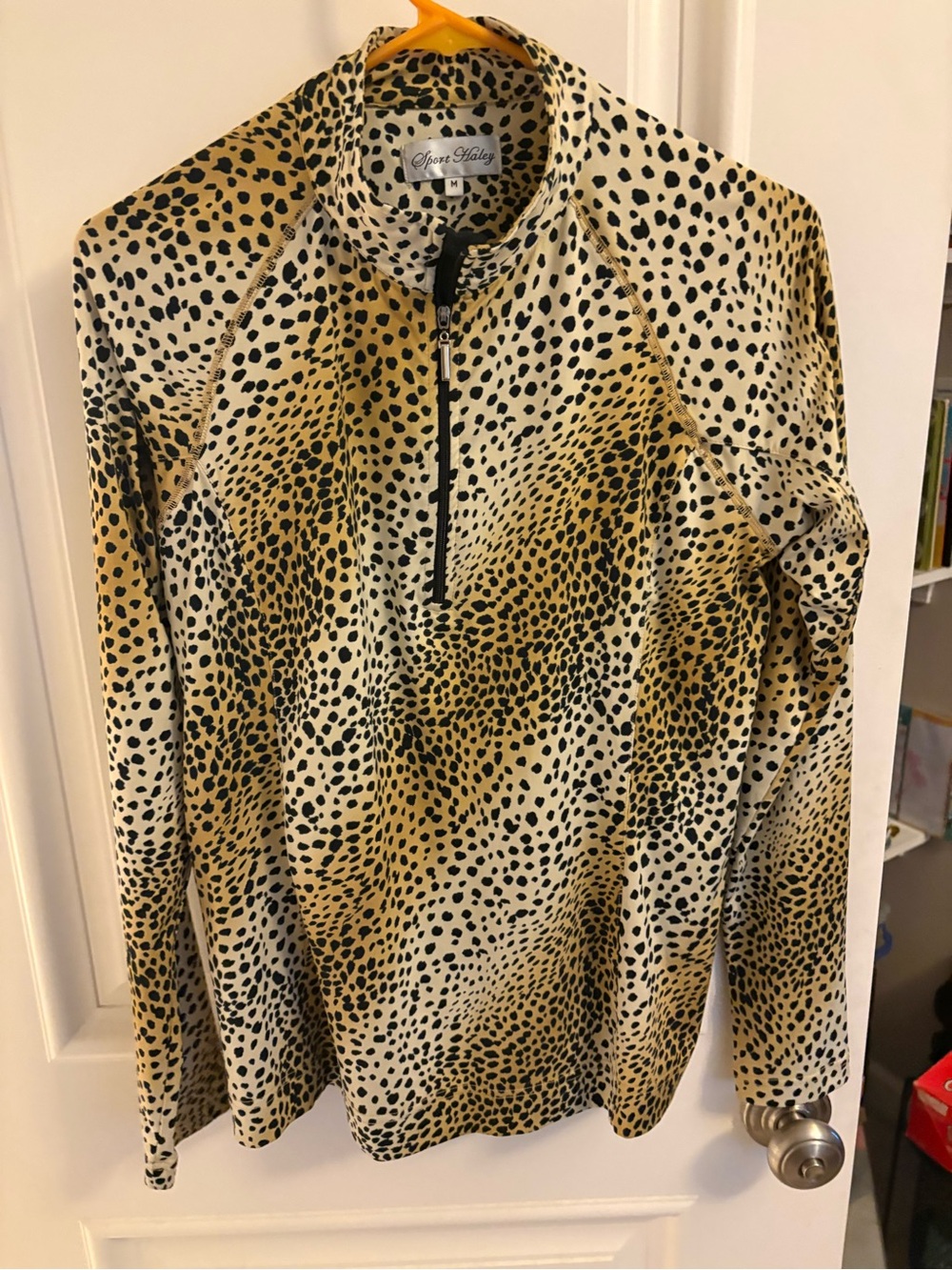 Sport Haley Leopard-Print Quarter Zip Pullover